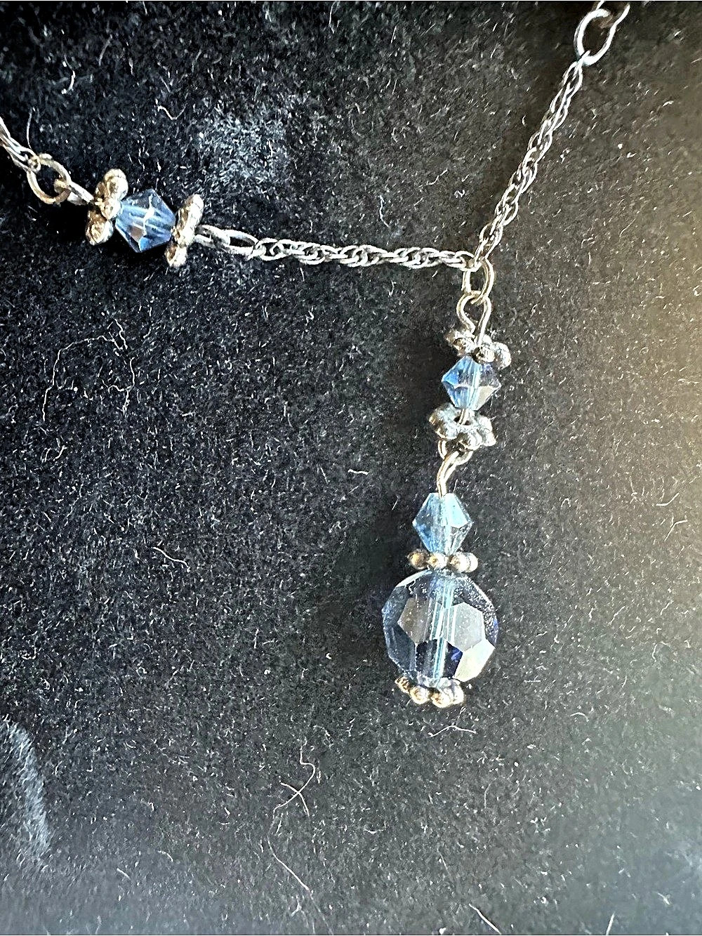 Austrian Blue Crystal Pendant Necklace